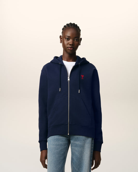 Blue Organic Cotton  Ami De Coeur Zipped Hoodie