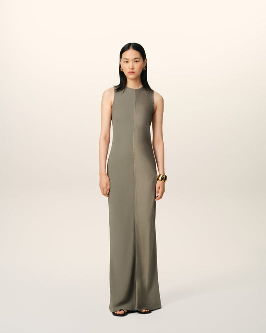 Beige Long Straight Dress