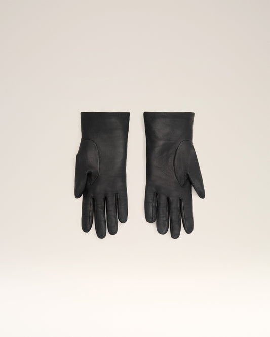 Black Leather Strap Detail Gloves
