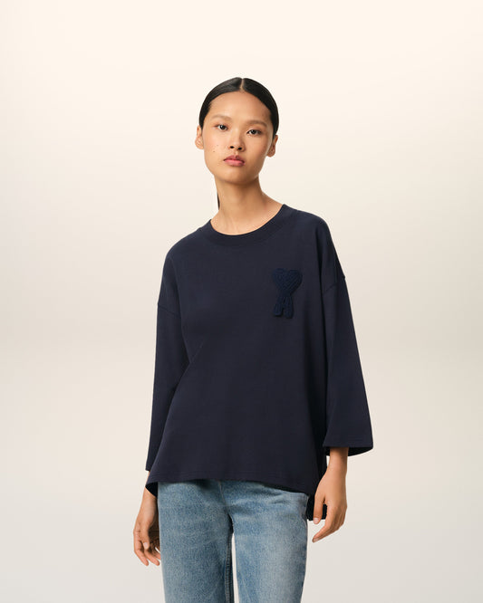 Navy Cotton Ami de Coeur Patch T-Shirt