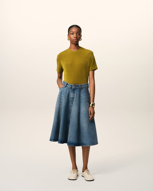 Khaki Rib Jersey Short Sleeve T-Shirt