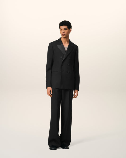 Black Wool Double Breasted Jacket