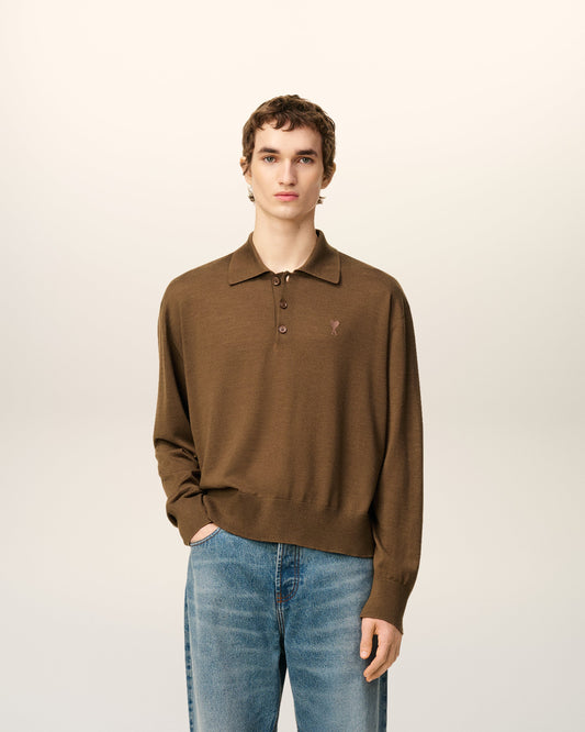 Brown Wool Ami De Coeur Polo