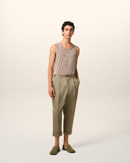 Green Cotton Carrot Oversized Trousers