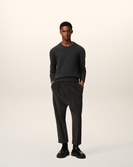Black Cotton Carrot Oversized Trousers