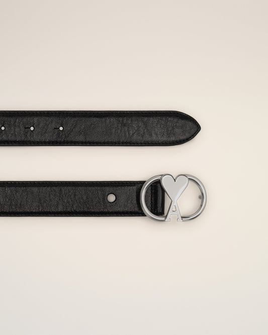 Black Leather Ami de Coeur Belt