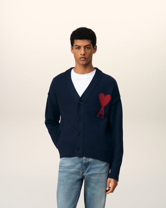 Blue Wool Red Ami de Coeur Cardigan