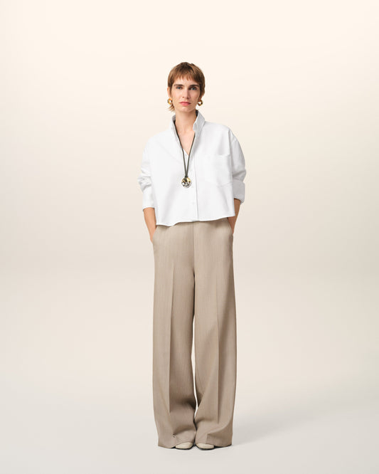 White Cotton Cropped Oversized Shirt
