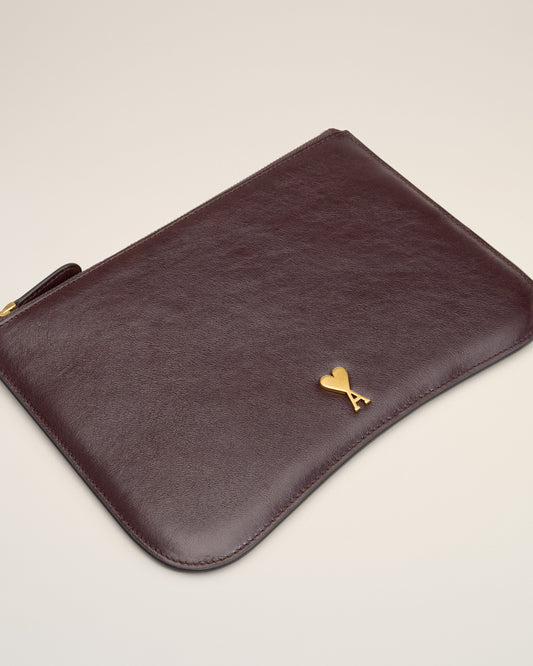 Burgundy Leather Paris Paris Pouch
