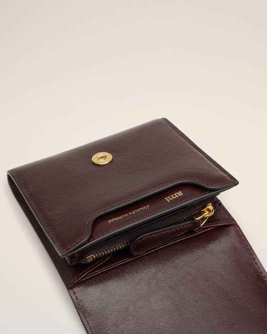 Burgundy Leather Paris Paris Compact Wallet