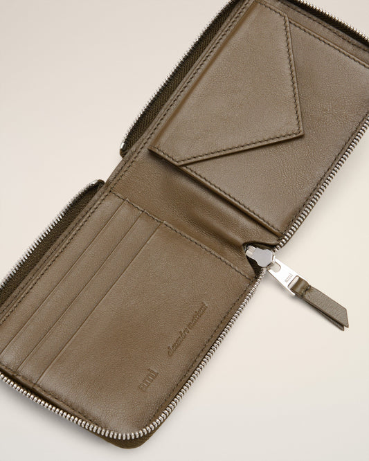 Green Smooth Leather Ami De Coeur Compact Wallet