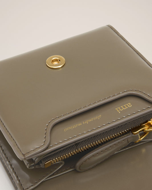 Grey Glazed Leather Paris Paris Compact Wallet