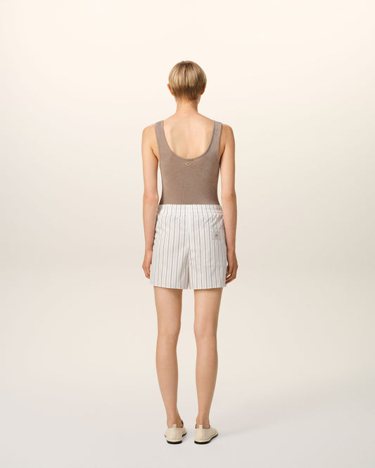 White And Blue Cotton Elasticated Short