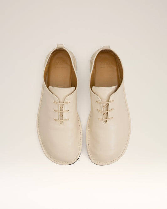 Beige Leather One Cut Shoes