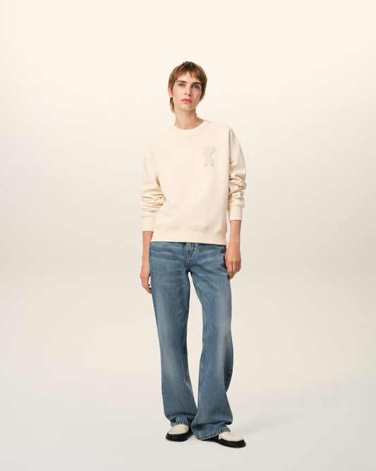 Beige Cotton Ami de Coeur Patch Sweatshirt