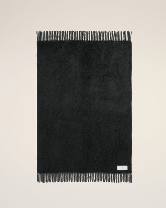 Black Wool Bicolor Double-Sided Blanket
